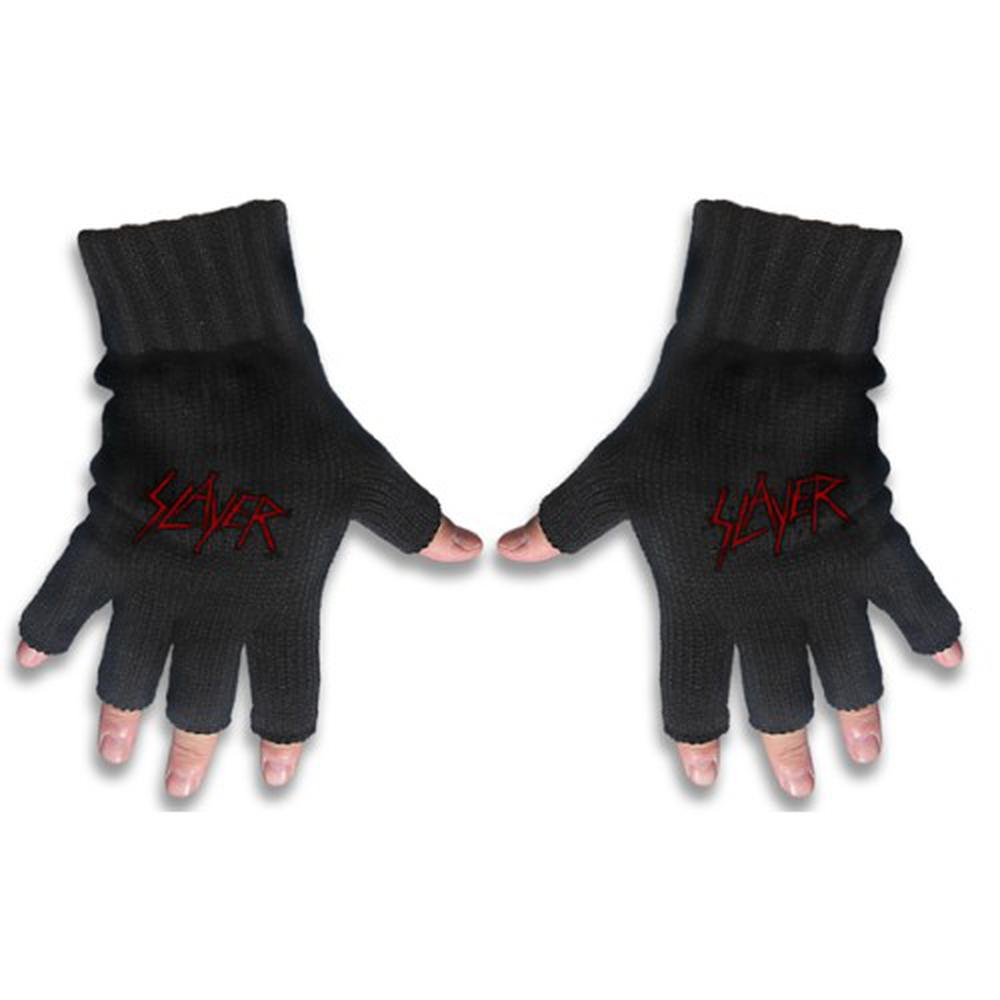 Slayer - Scratched Logo Fingerlose Handschuhe - Schwarz